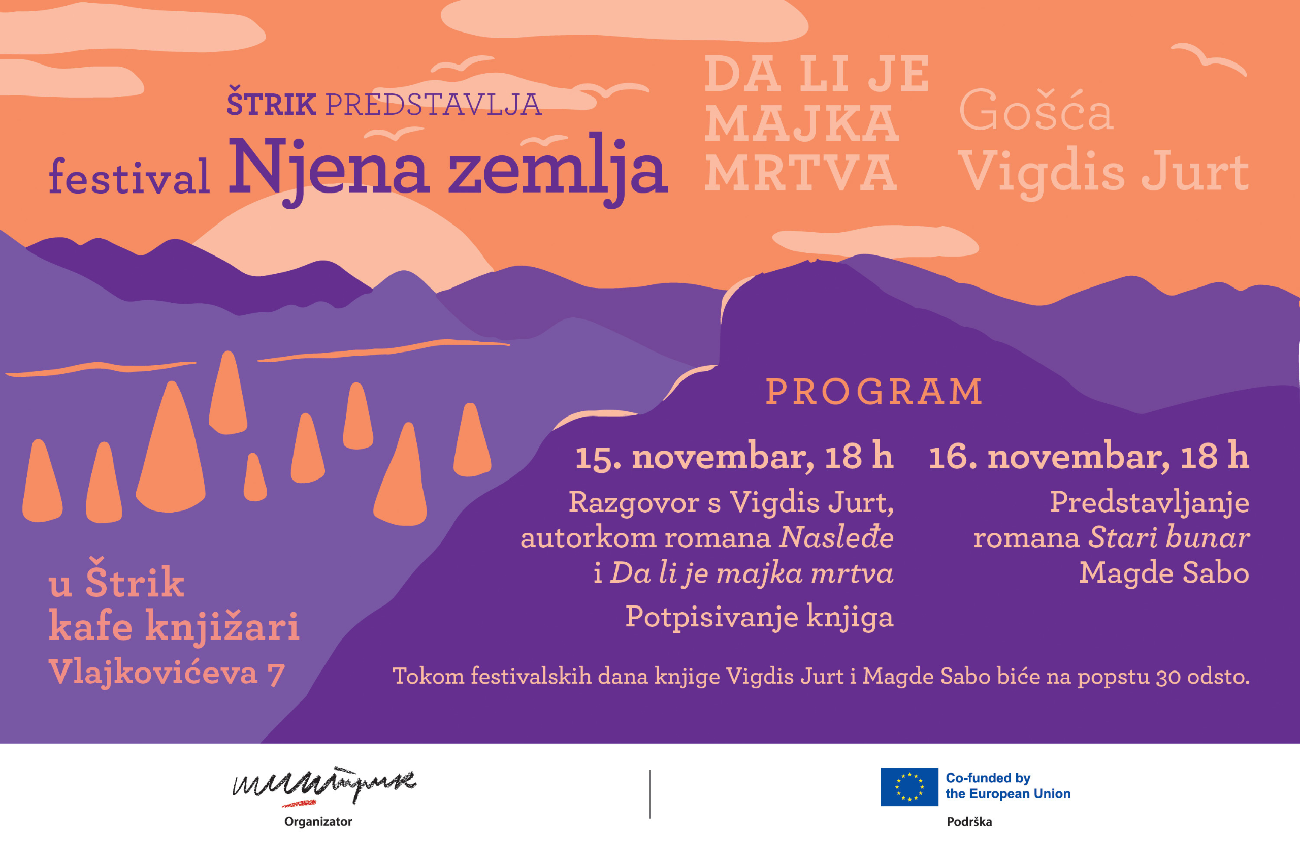 Festival novog stvaralaštva Njena zemlja ponovo u Štrik kafe knjižari! Gošća festivala: Vigdis Jurt!