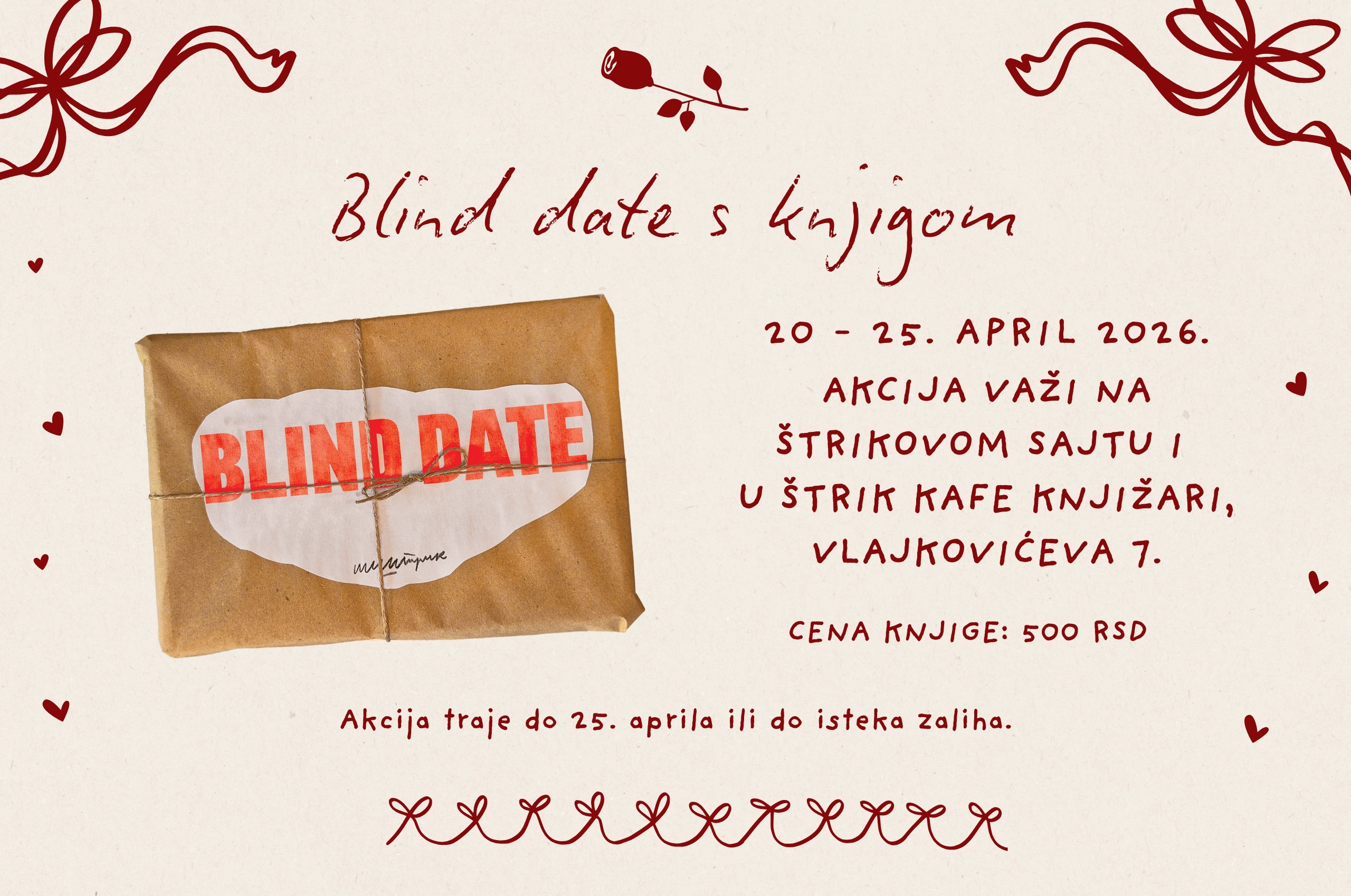 Blind date s knjigom na Štrikovom sajtu i u Štrik kafe knjižari!