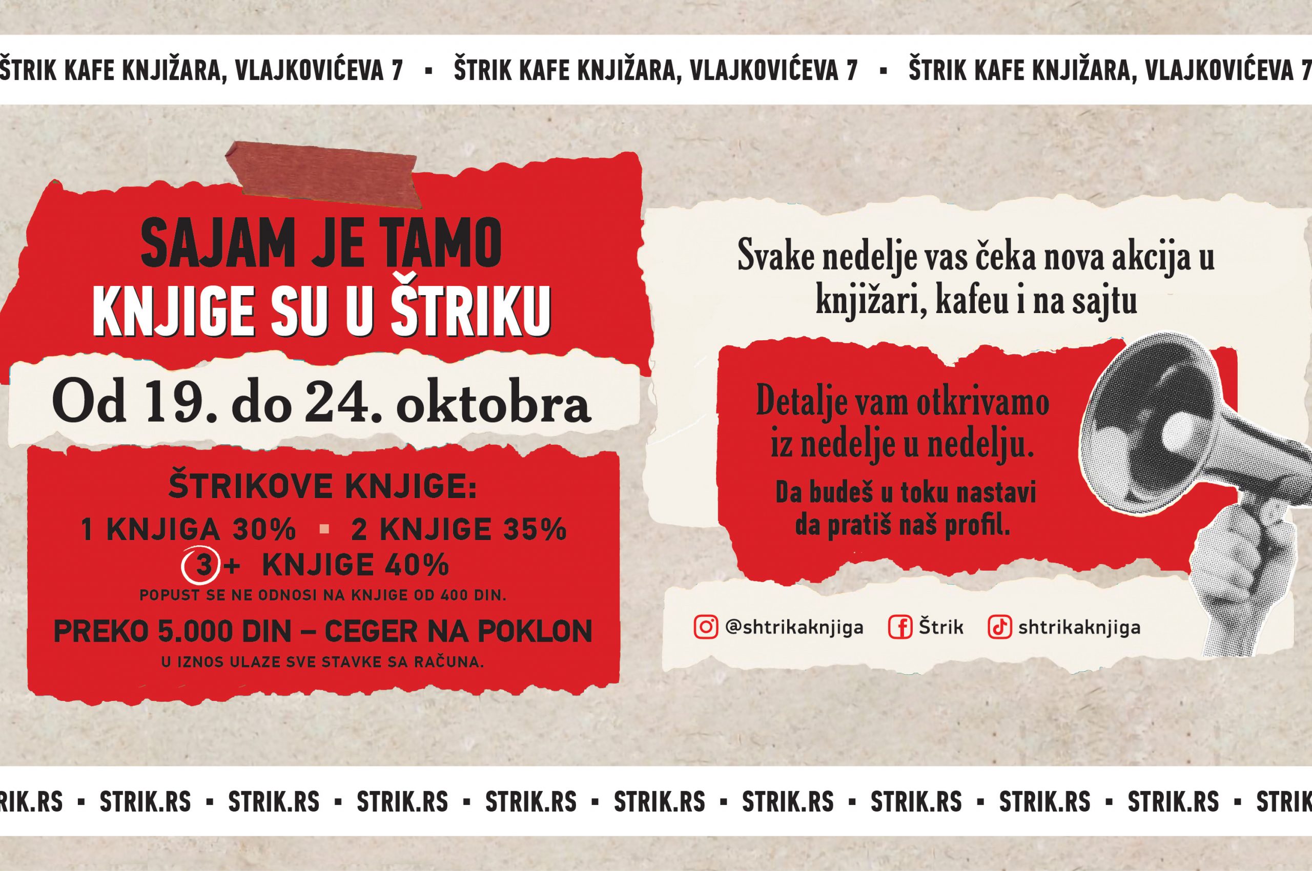 Treća nedelja akcije Sajam je tamo, knjige su u Štriku: Izađi i izaberi